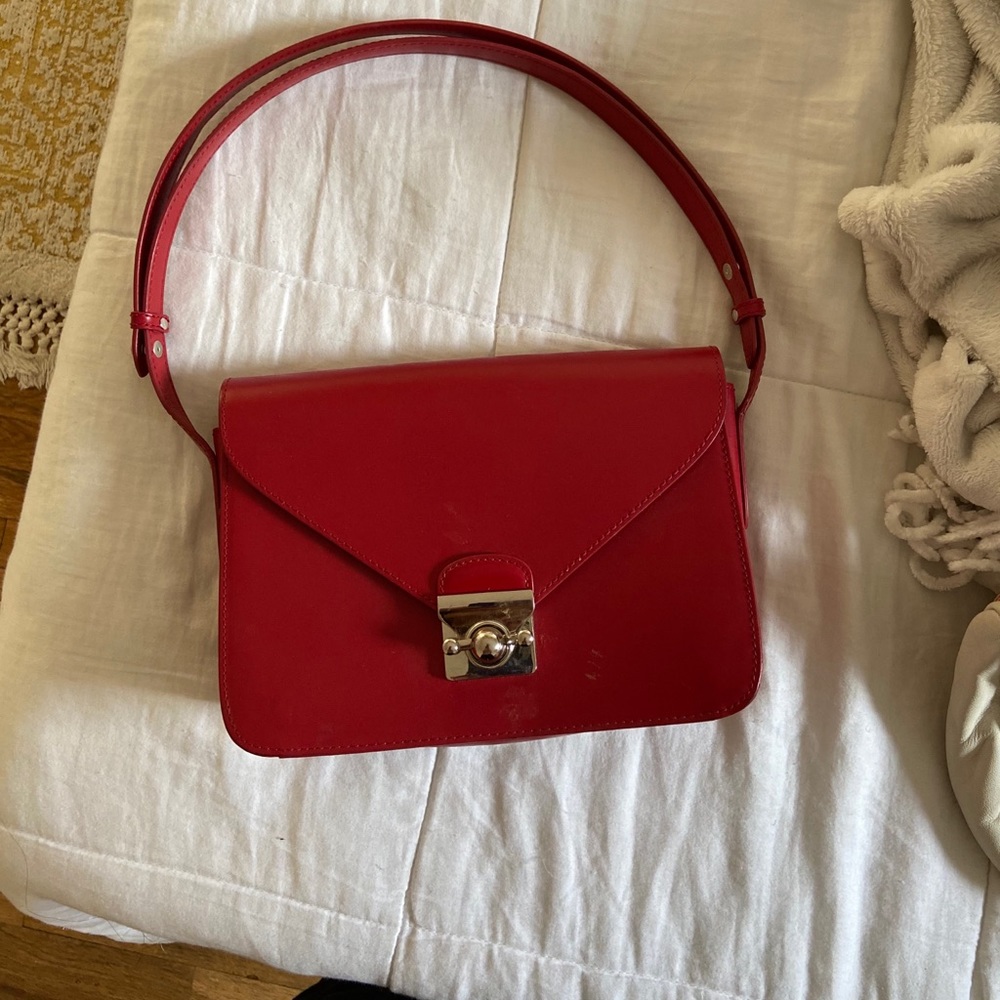 Red leather purse